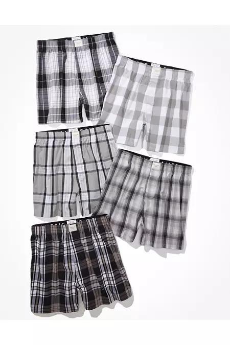 AEO Plaid Stretch Boxer Short 5-Pack Men's Multi XXL Product Image