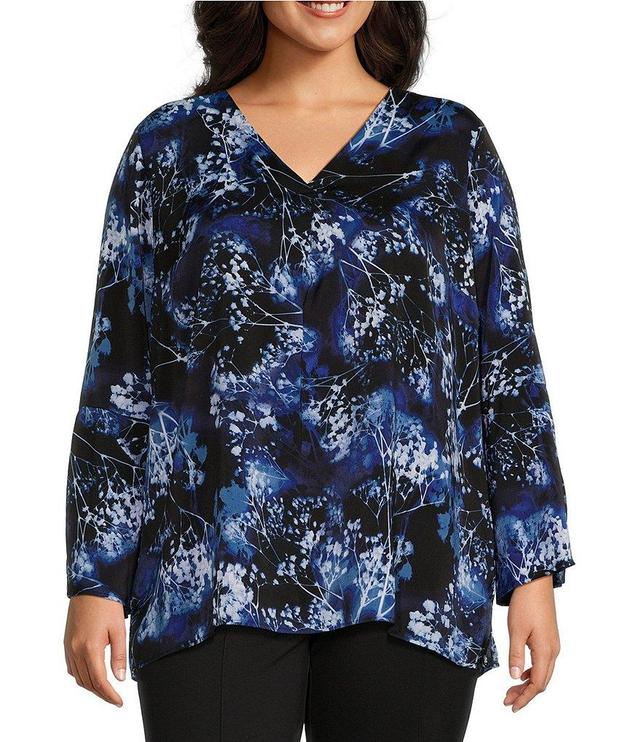 Slim Factor by Investments Plus Size V-Neck Slit Sleeve Blouse Product Image