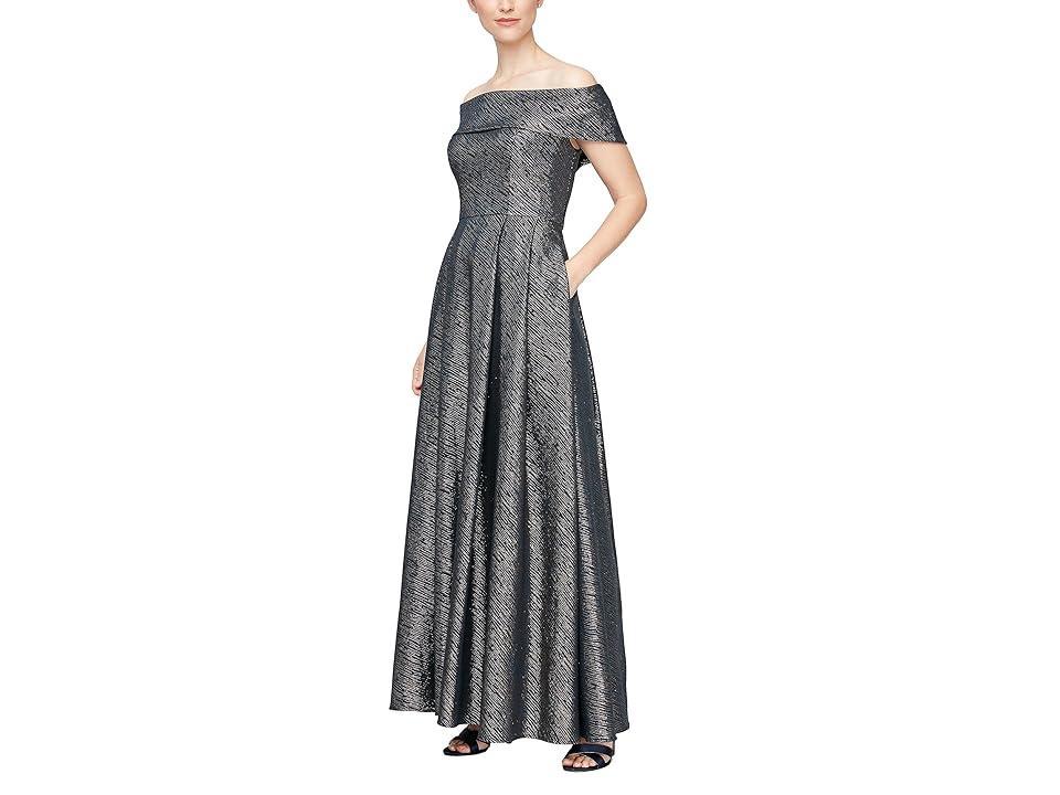 Alex Evenings Metallic Off the Shoulder Ballgown Product Image