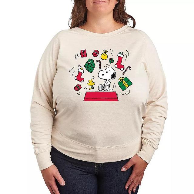 Womens Peanuts Snoopy & Woodstock Christmas Presents Lightweight French Terry Sweatshirt Product Image