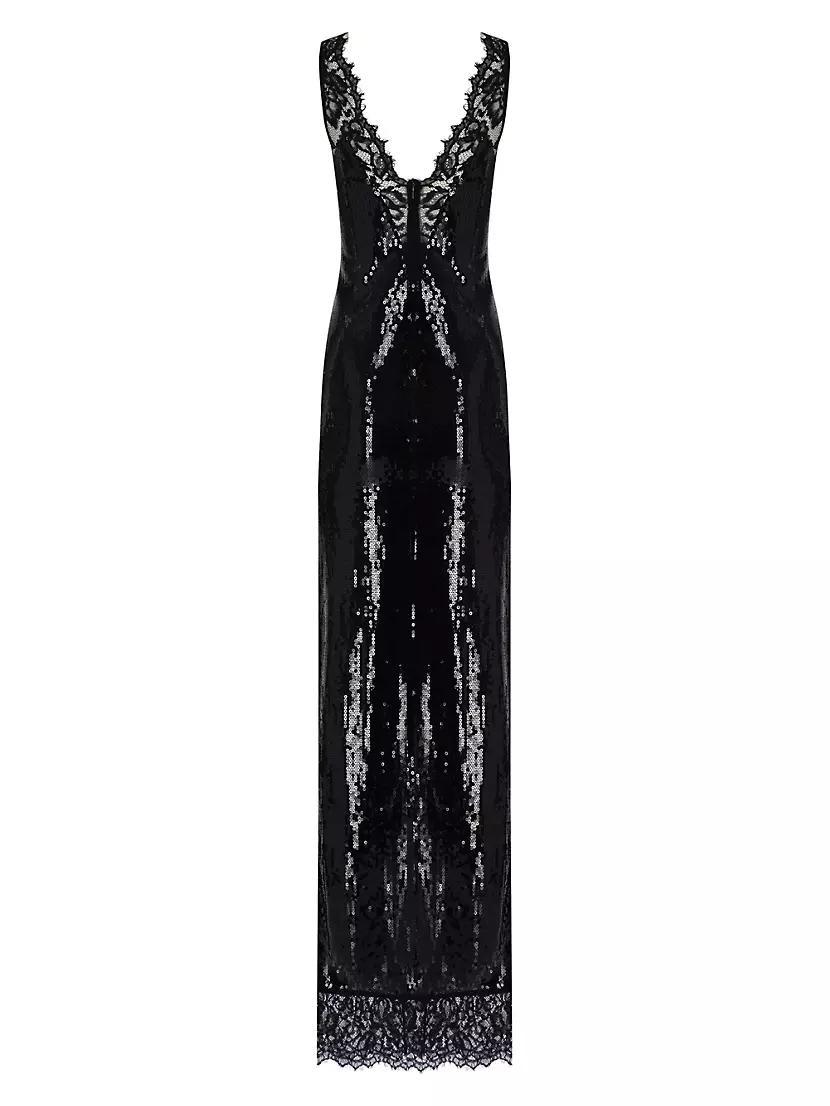 Raine Lace-Trimmed Sequined Column Gown Product Image