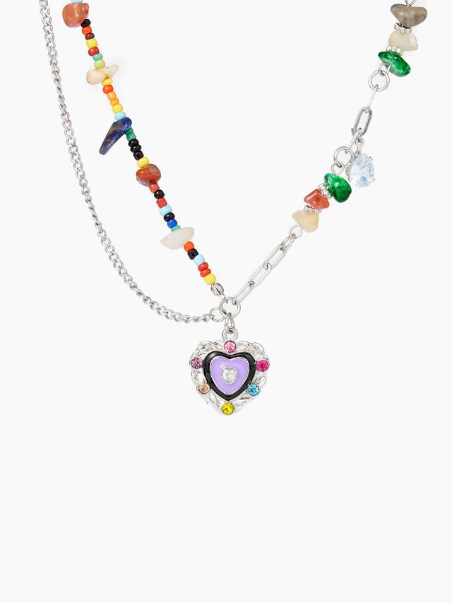 Stone Beaded Heart Necklace Product Image