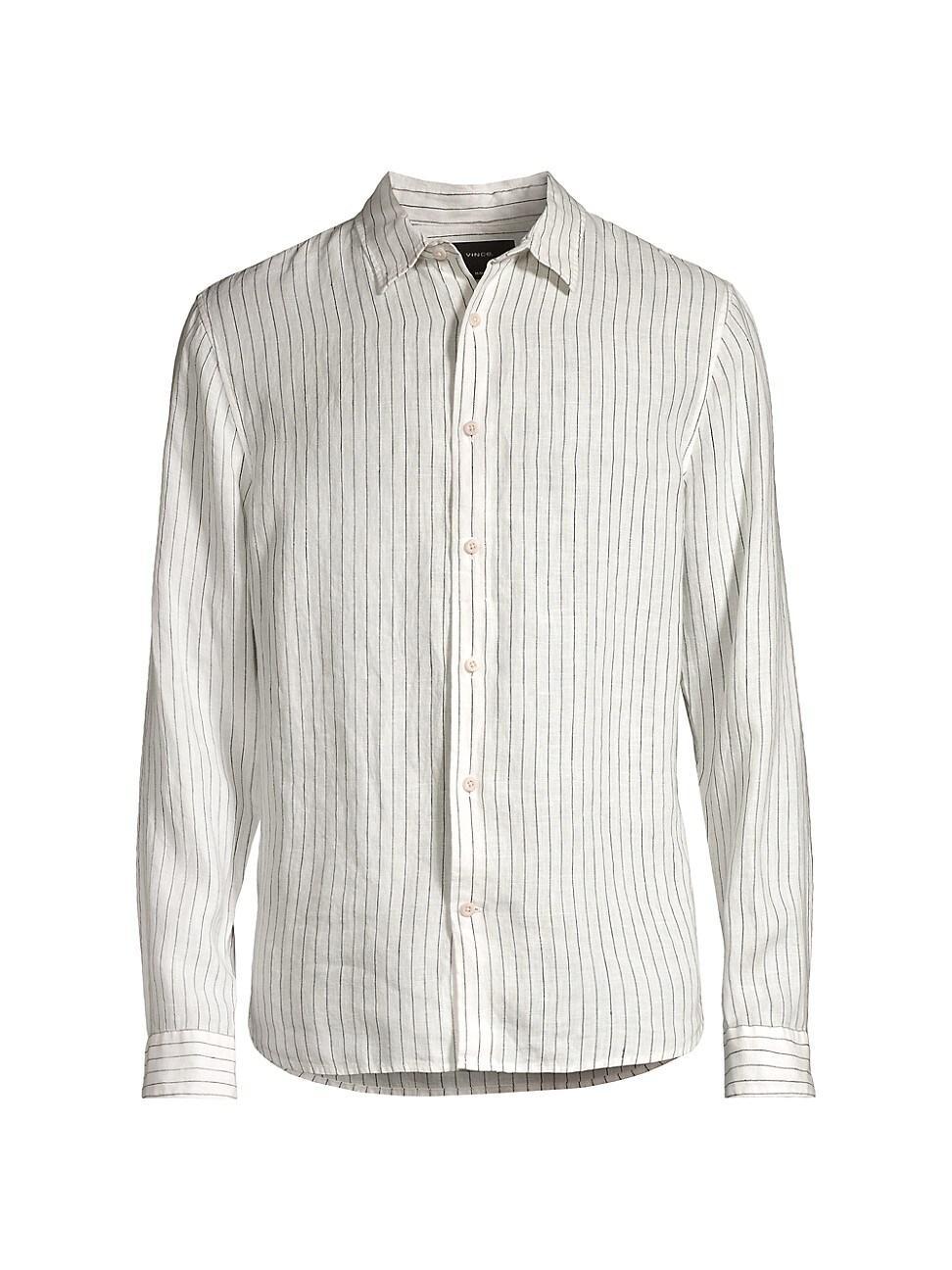 Mens Bayside Striped Linen Button-Front Shirt Product Image