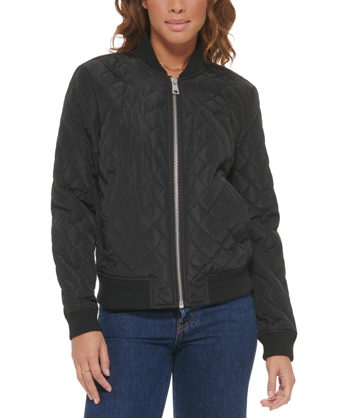 Womens Levis Diamond Quilted Bomber Jacket Blue Product Image