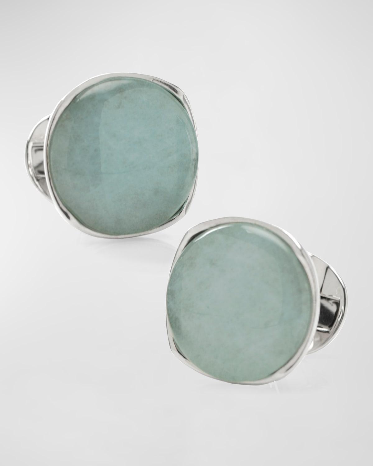 Mens Sterling Silver Aventurine Cufflinks Product Image