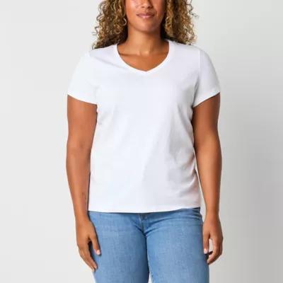 St. John's Bay Womens V Neck Short Sleeve T-Shirt Product Image