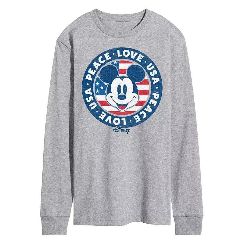 Disneys Mickey Mouse Mens Peace LOVE USA Long Sleeve Graphic Tee Product Image