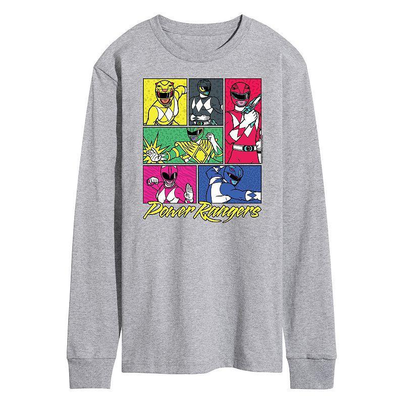 Mens Power Rangers Grid Long Sleeve Graphic Tee Product Image