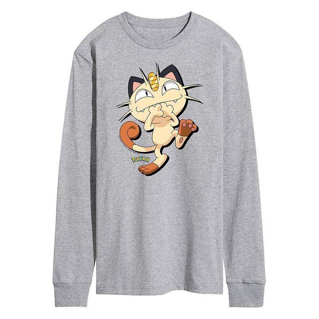 Mens Pokmon Meowth Long Sleeve Tee Med Grey Product Image