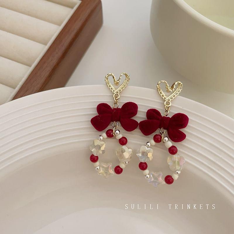 Beaded Bow Drop Earring Product Image