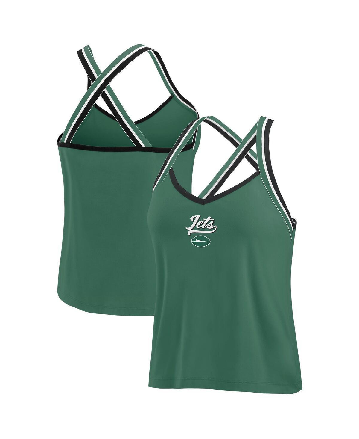 Wear by Erin Andrews Womens Green New York Jets Cross Strap Tri-Blend Tank Top Product Image