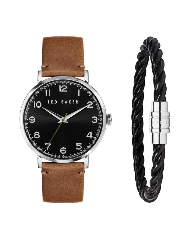 Ted Baker London Phylipa Leather Strap Watch & Leather Bracelet Set, 46mm Product Image