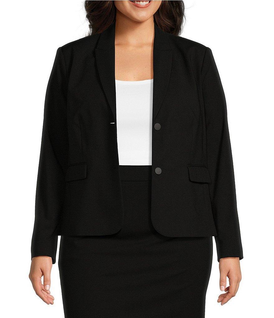 Investments Platinum Suiting Plus Size Long Sleeve Two Button Notch Lapel Blazer Product Image