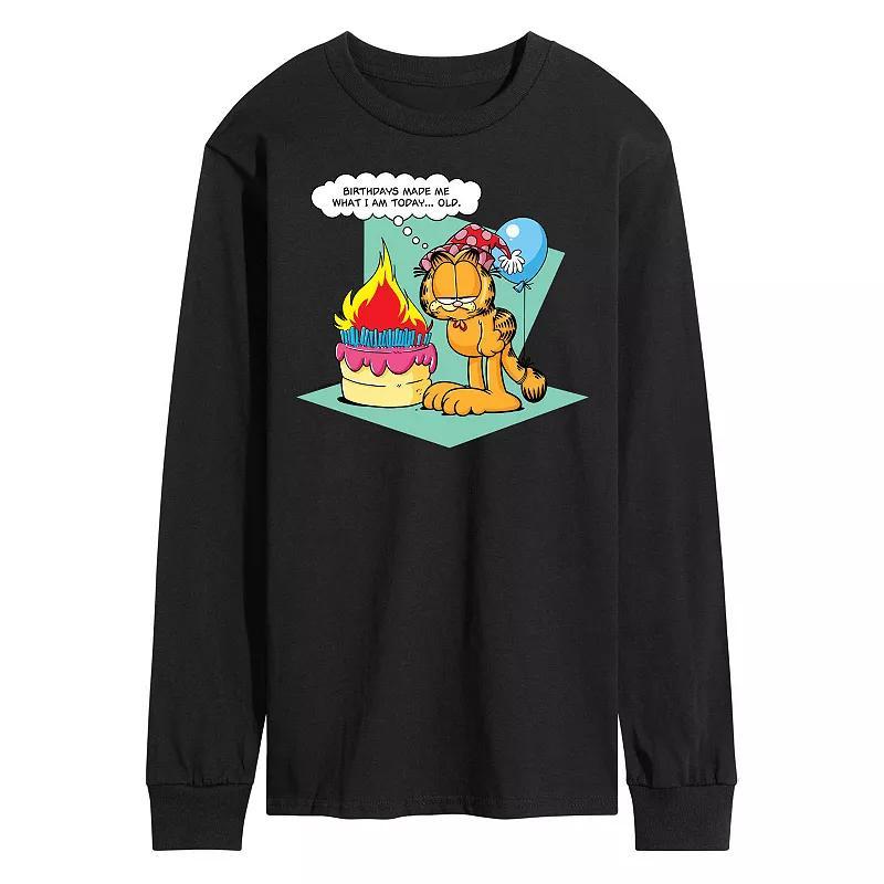 Mens Garfield Birthdays Make Me Old Long Sleeve Graphic Tee Black Product Image