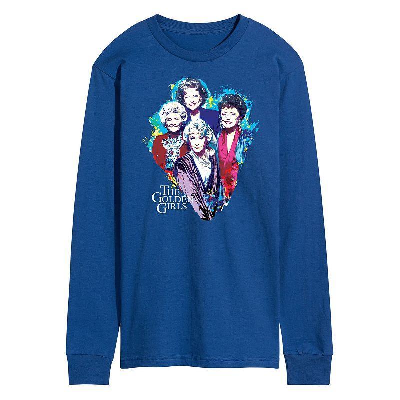 Mens Golden Girls Paint Splatter Long Sleeve Tee Med Blue Product Image