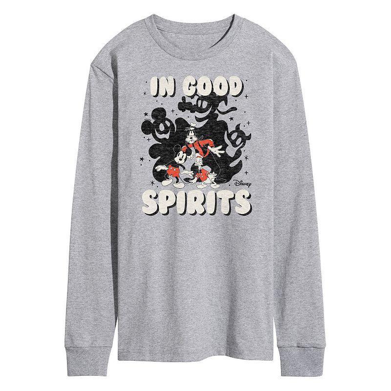 Disneys Mickey Mouse & Friends Mens In Good Spirits Long Sleeve Graphic Tee Product Image