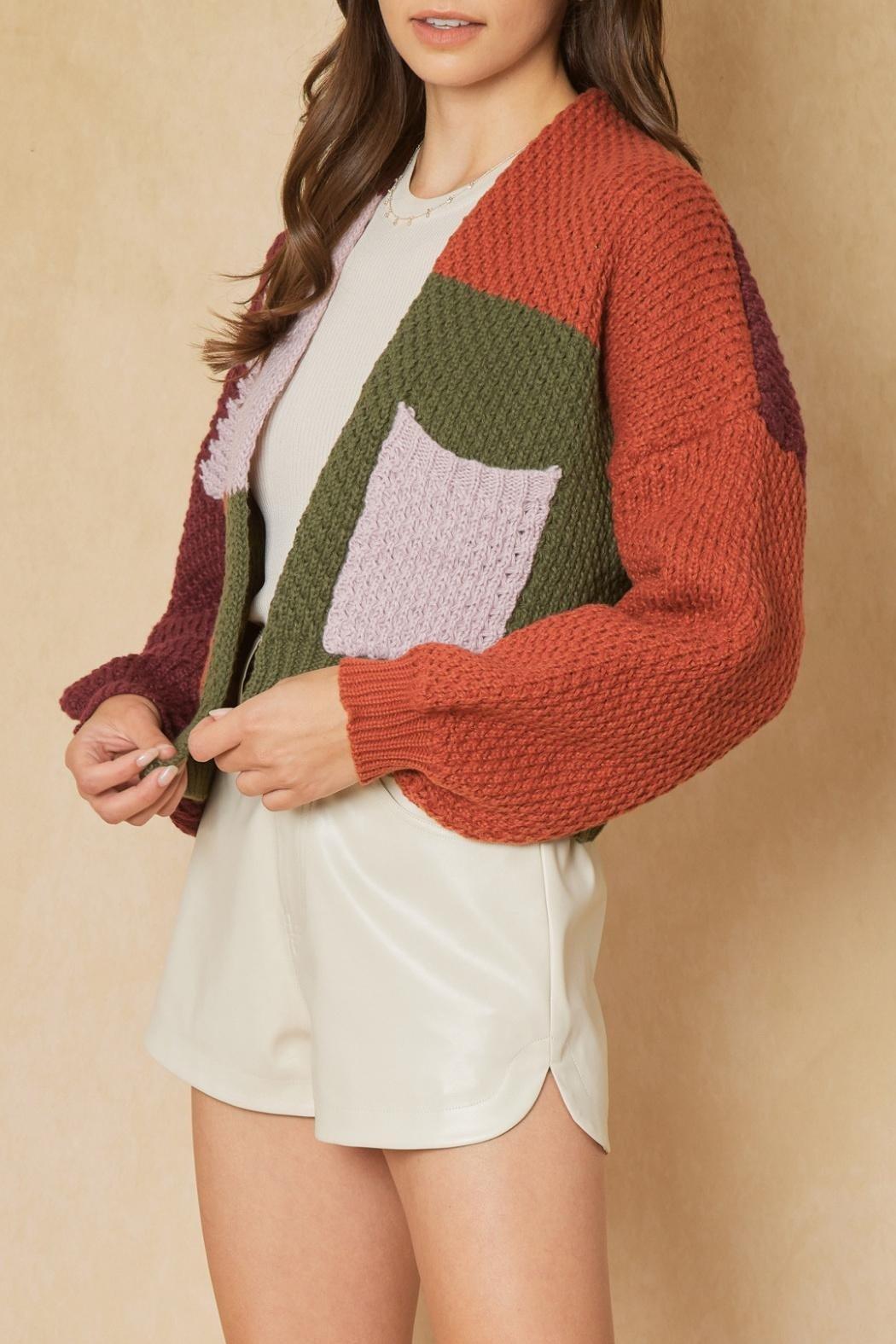 Cropped Colorblocked Cardigan Product Image