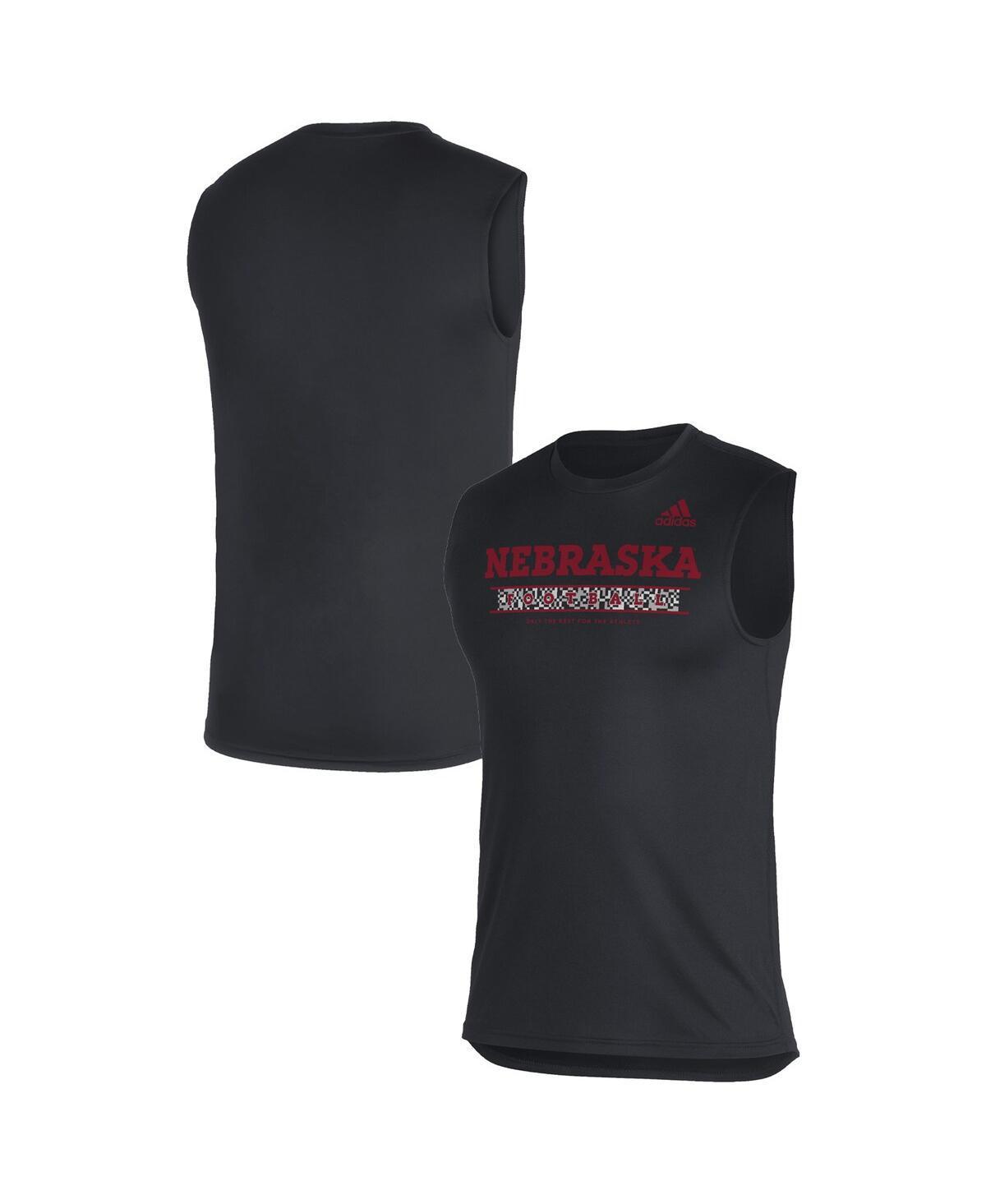 Mens adidas Black Nebraska Huskers Sideline Football Locker Creator Aeroready Sleeveless T-shirt Product Image