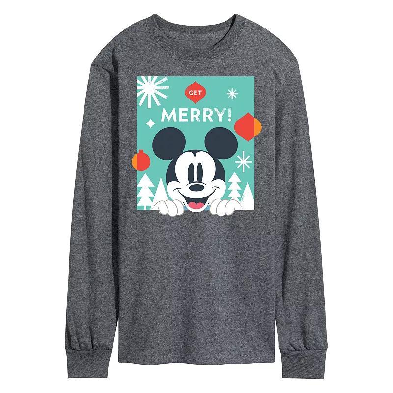 Disneys Mens Mickey Mouse Get Merry Long-sleeved Tee Grey Product Image