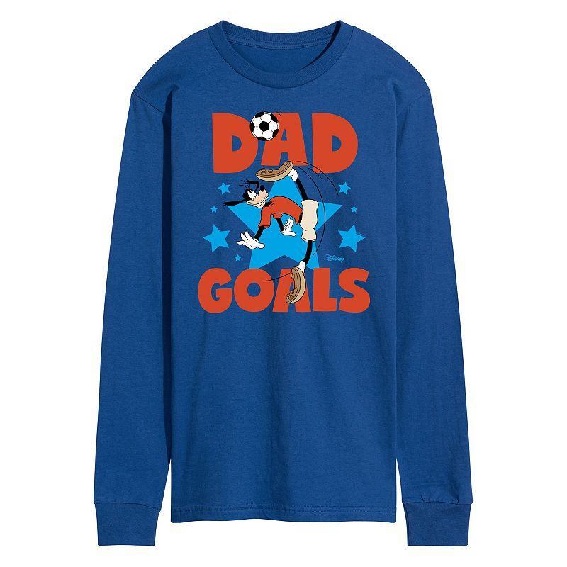 Disneys Goofy Dad Goals Long Sleeve Graphic Tee, Mens Med Grey Product Image