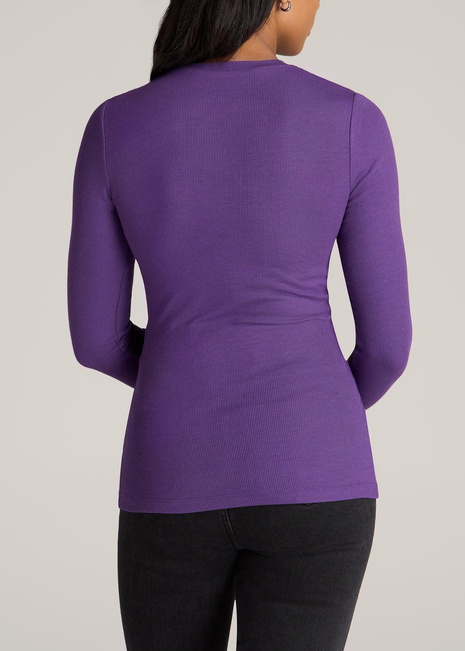 FITTED Ribbed Long Sleeve Tee in Aster Purple - Tall Women's Shirts Female Product Image