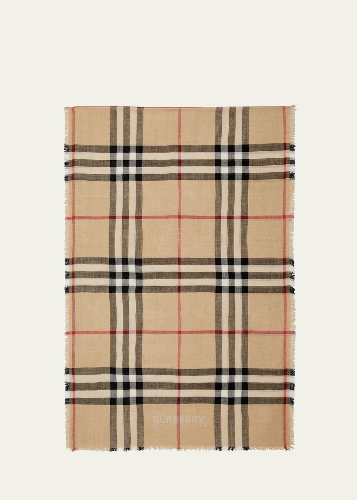 Womens Reversible Check Wool-Silk Scarf Product Image