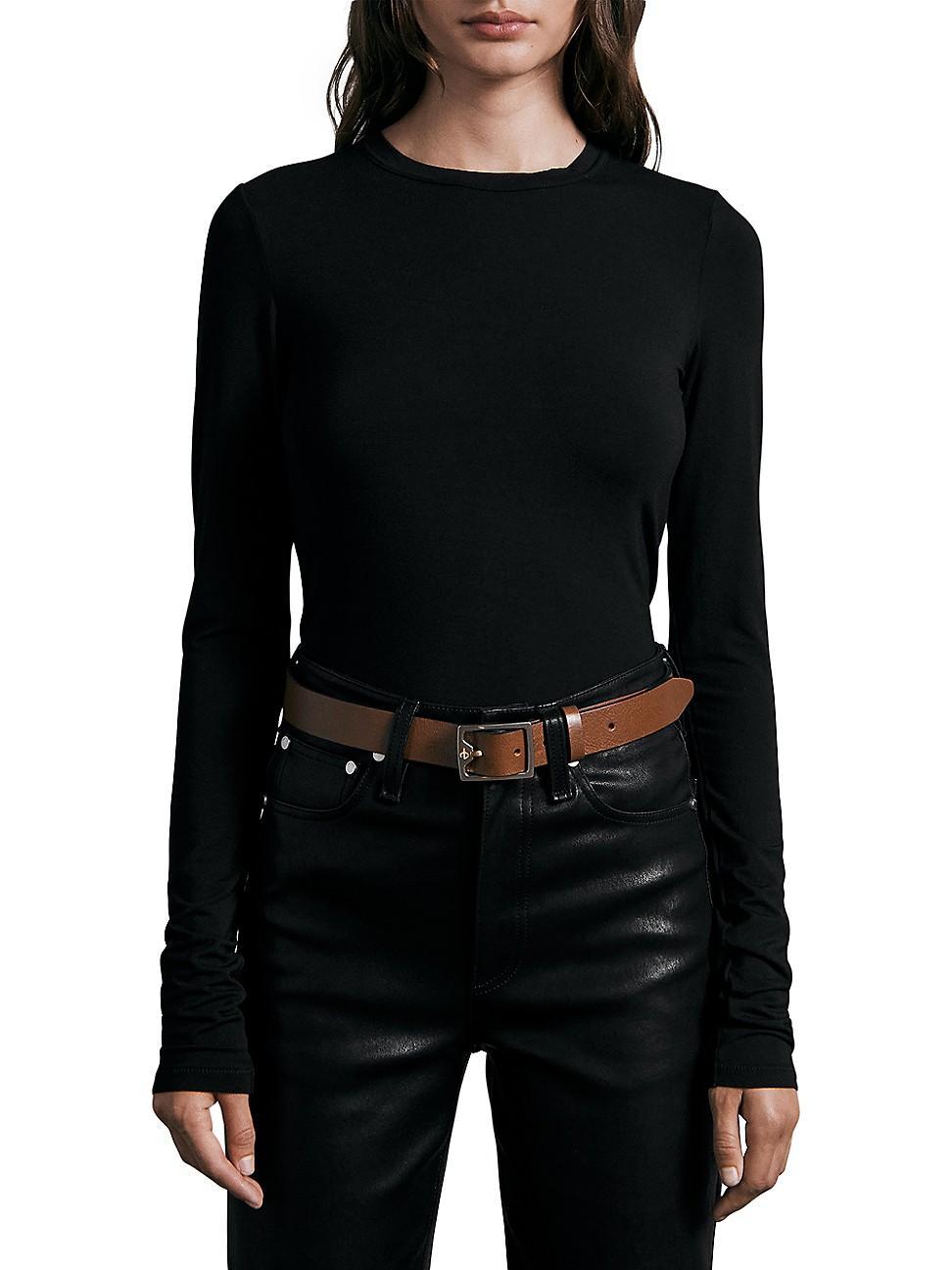 Womens ICONS Alex High-Rise Straight-Leg Leather Pants product image