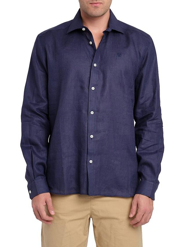 Mens Linen Long-Sleeve Button-Front Shirt Product Image