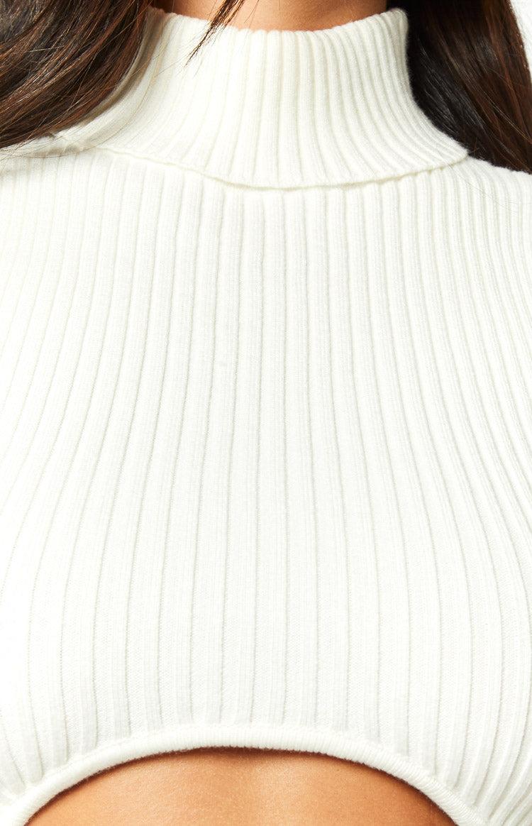 Yvette White Knit Crop Top Product Image