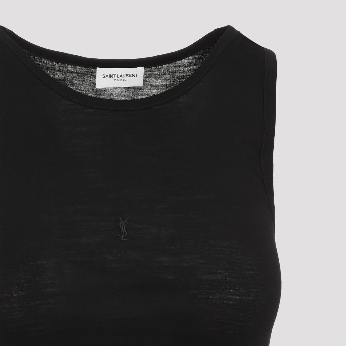 SAINT LAURENT Cassandre Wool Tank Top In Black Product Image