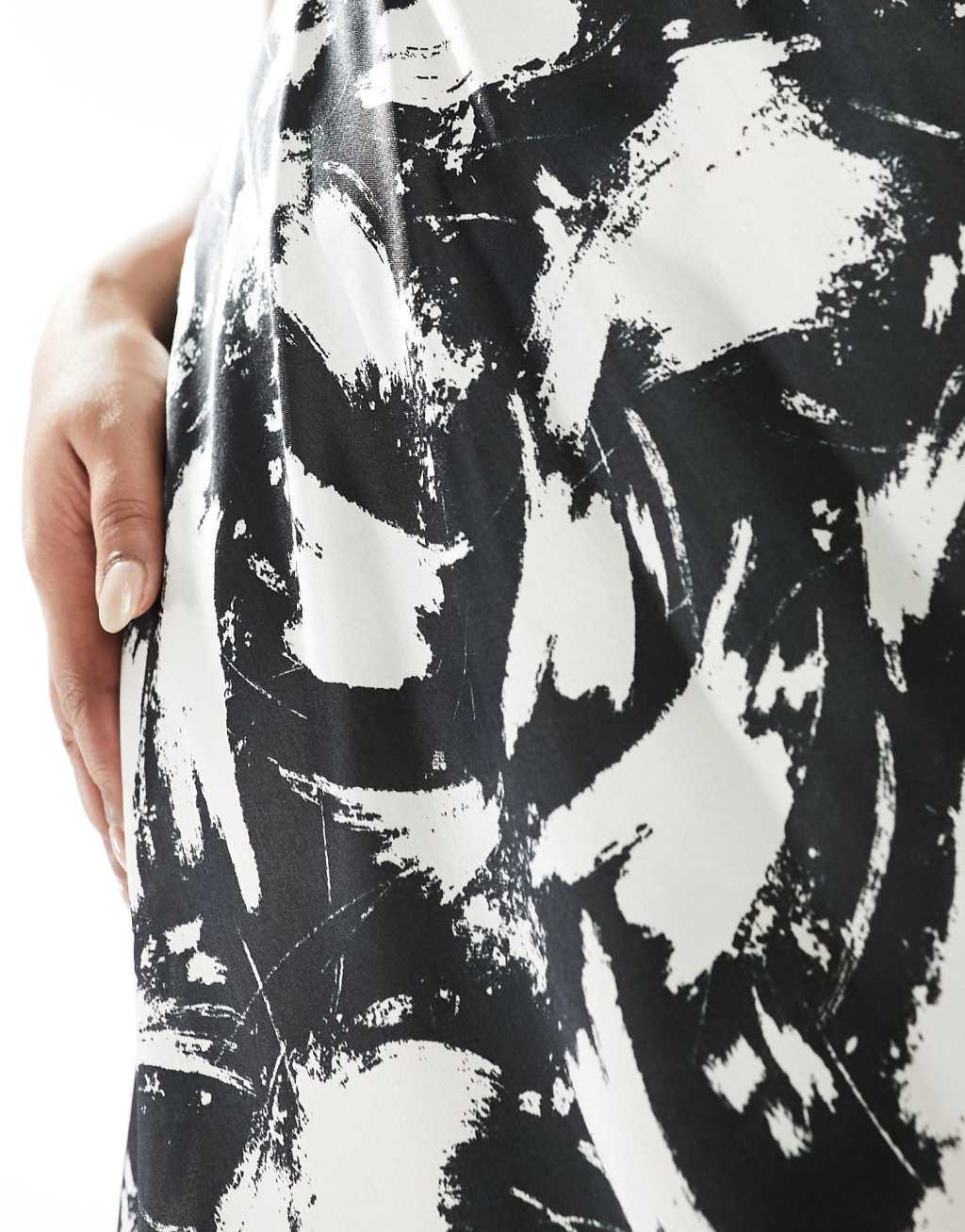 Yours bias cut midi skirt in abstract print Product Image