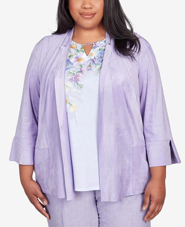 Alfred Dunner Plus Size Isnt It Romantic Faux Suede Flutter Sleeve Jacket Product Image