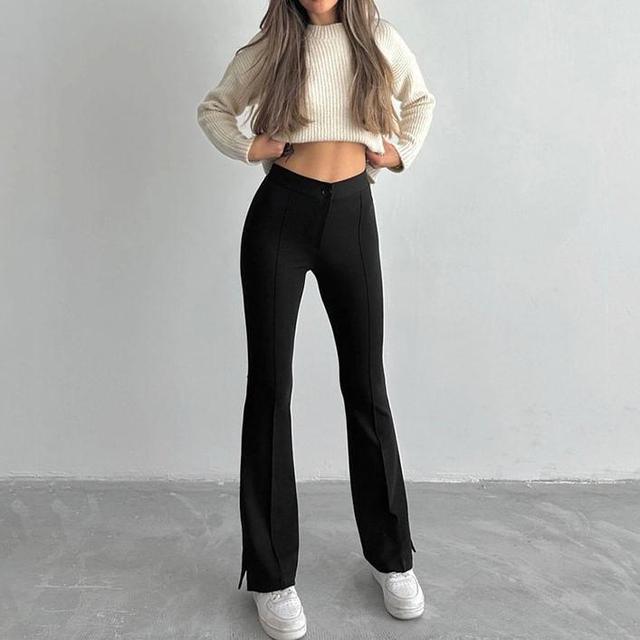 High Rise Plain Flared Pants Product Image