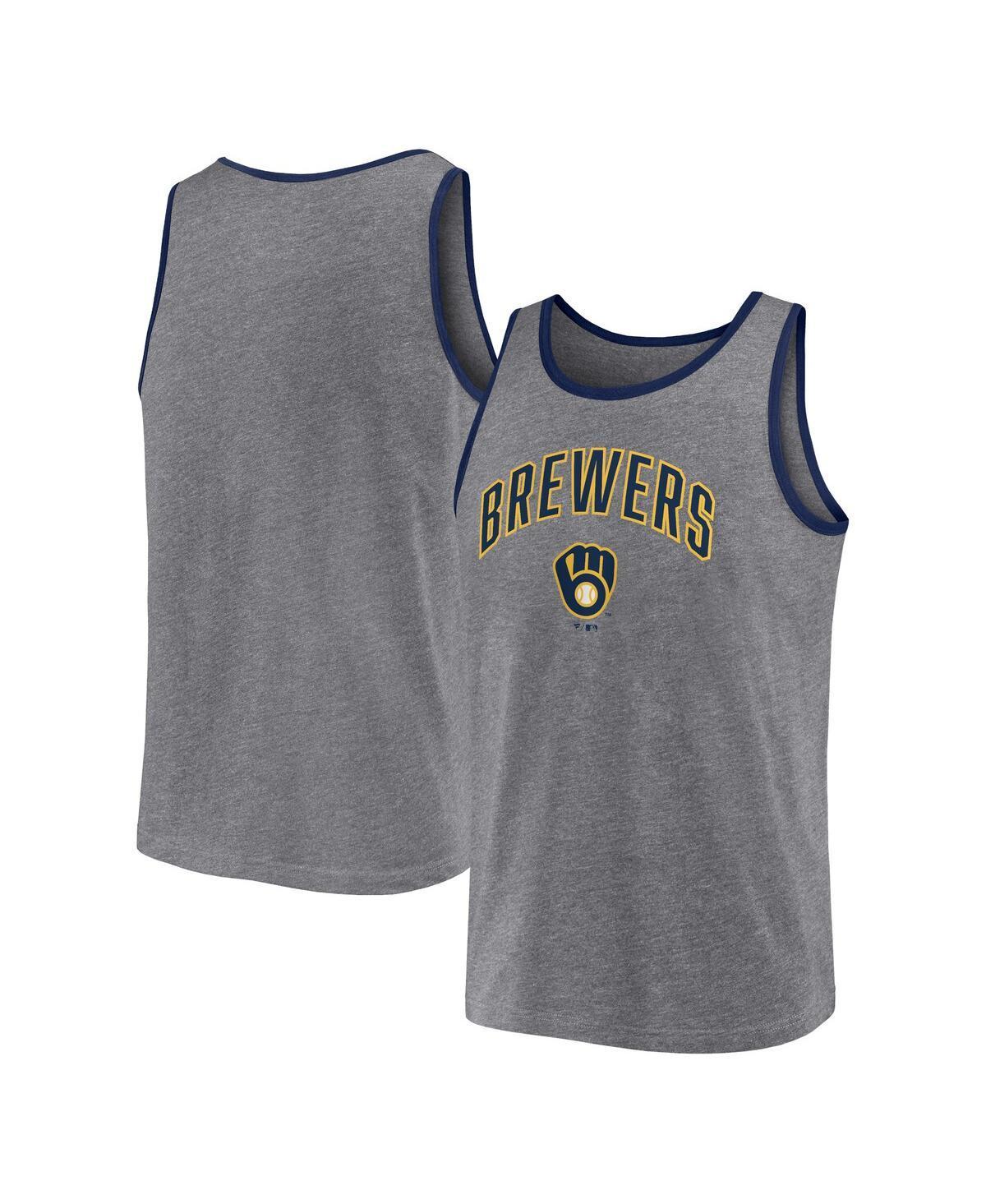 Mens Fanatics Branded Heather Gray Milwaukee Brewers Primary Tank Top Product Image