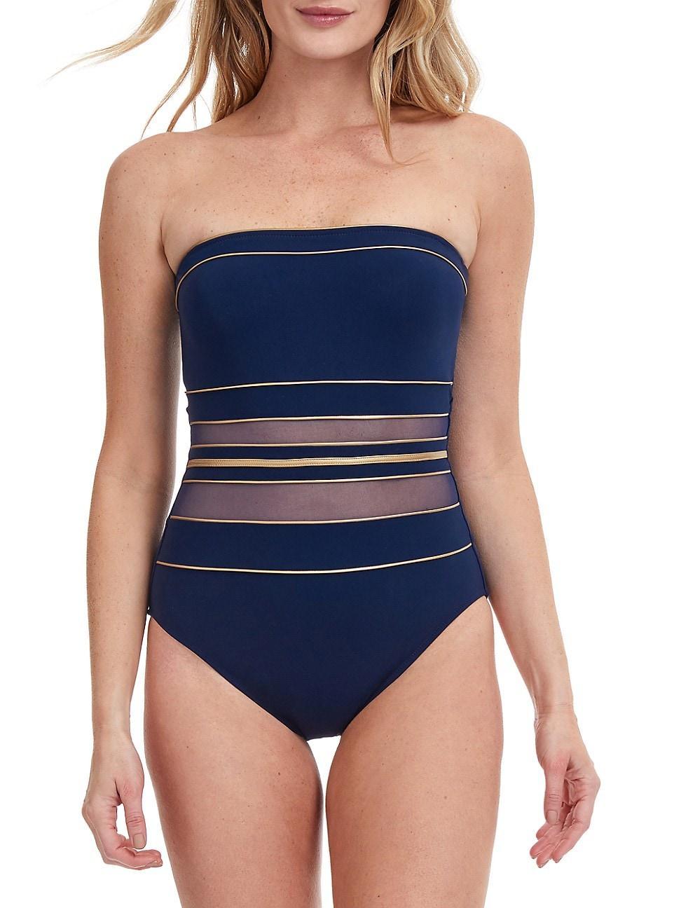 Womens Onyx Bandeau One-Piece Swimsuit Product Image