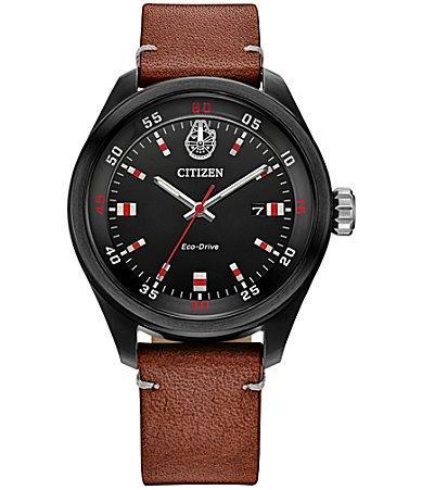 Citizen Mens Star Wars Collection Chewbacca Three Hand Brown Leather Strap Watch Product Image