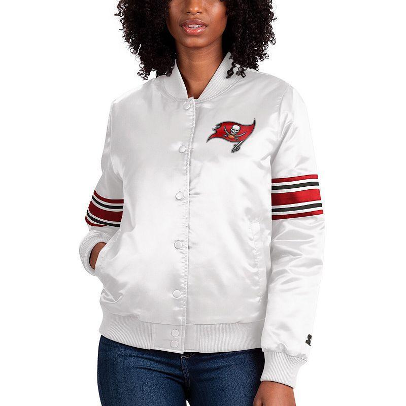 Womens Starter Cream Tampa Bay Buccaneers Line Up Satin Full-Snap Varsity Jacket Product Image