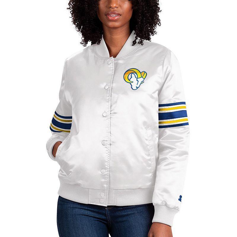 Womens Starter Cream Tampa Bay Buccaneers Line Up Satin Full-Snap Varsity Jacket Product Image