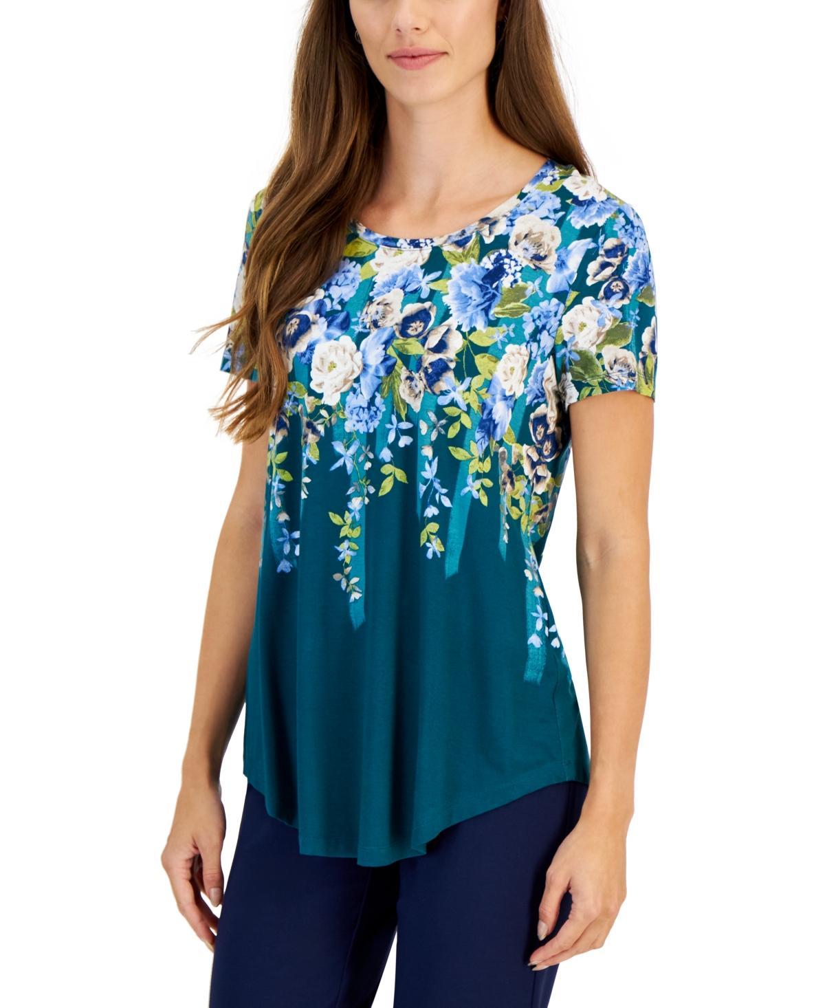 Jm Collection Womens Printed Short Sleeve Scoop-Neck Top, Created for Macys Product Image