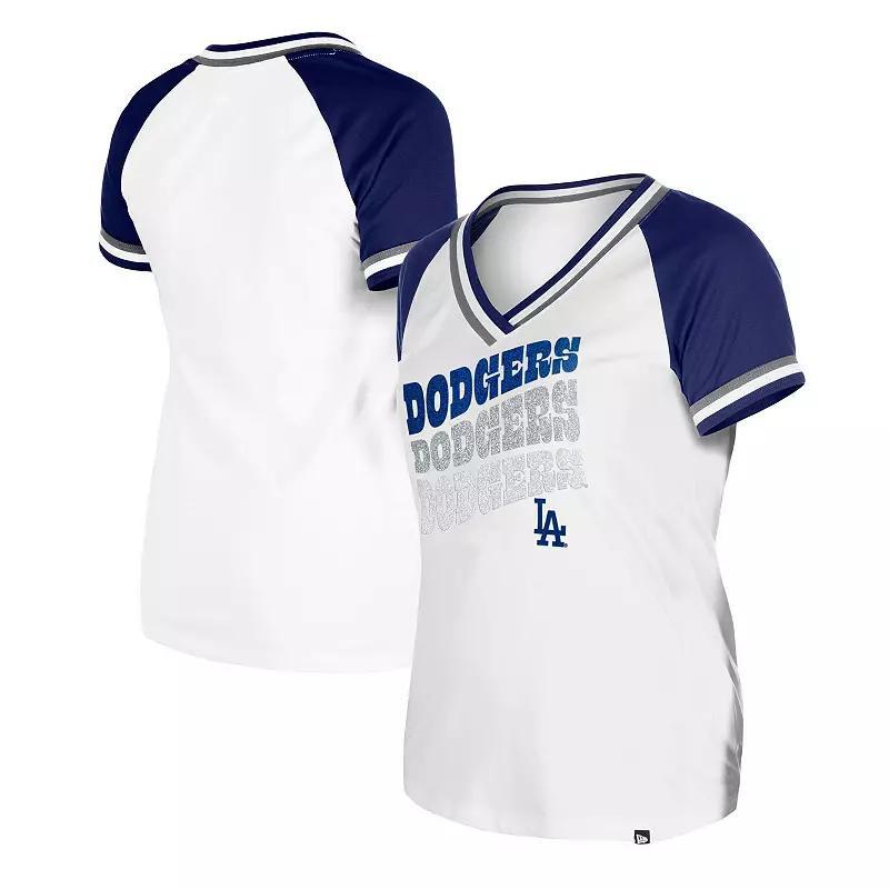 Womens New Era White San Diego Padres Jersey Double Binding Raglan V-Neck T-Shirt Product Image