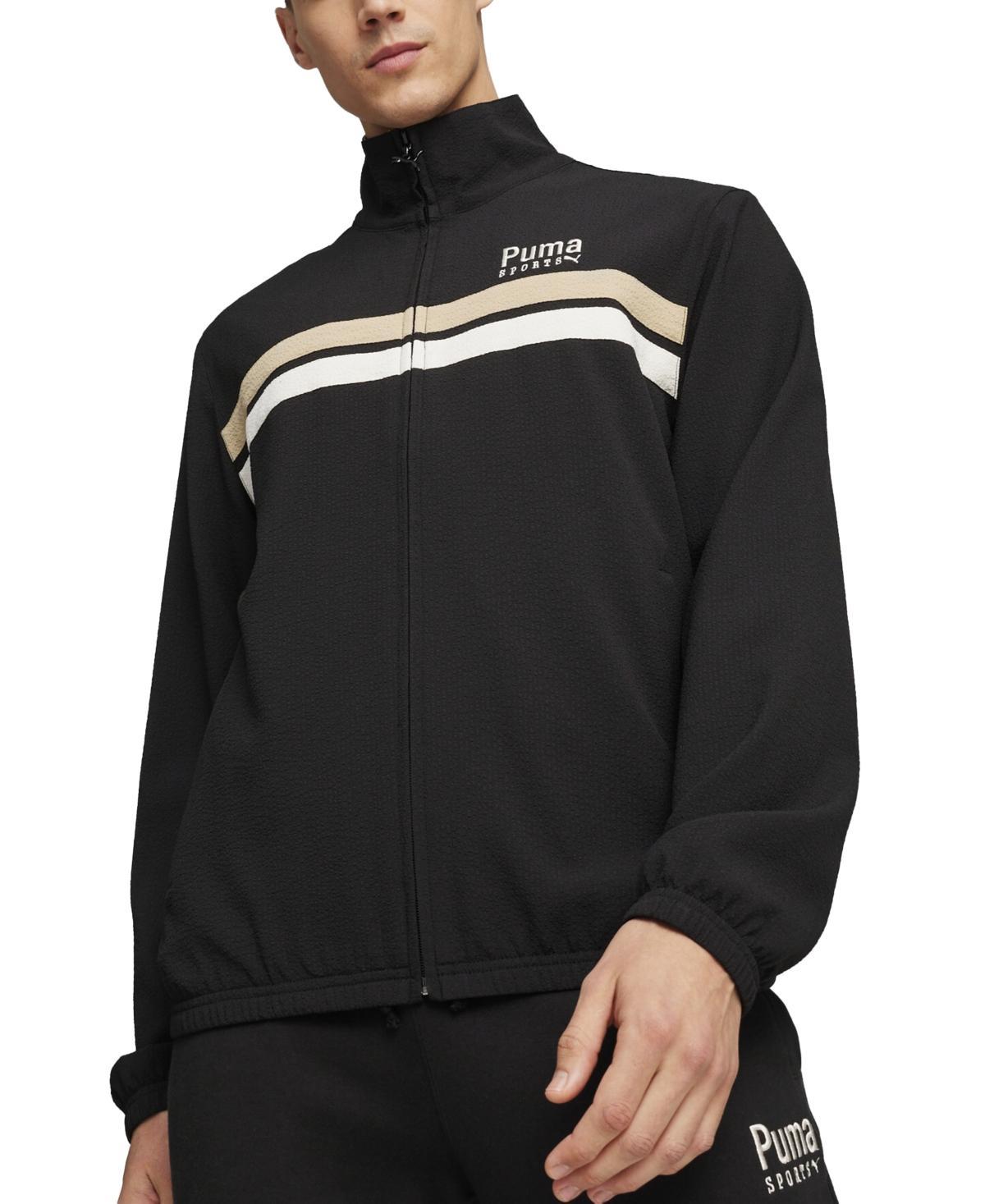 Puma Mens Team Track Striped Stand-Collar Zip Jacket Product Image