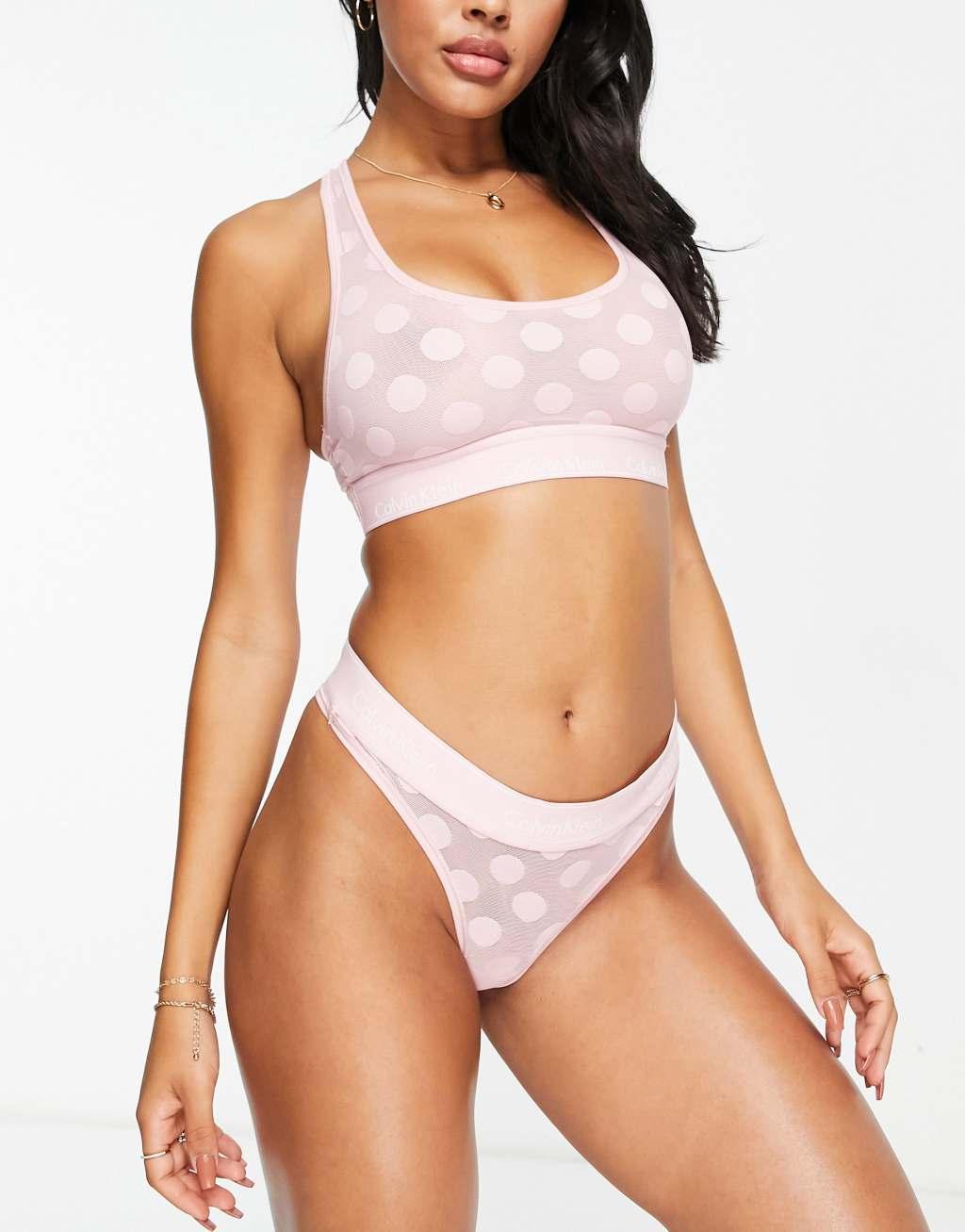 Calvin Klein Modern Cotton Dot unlined bralet in shell pink Product Image