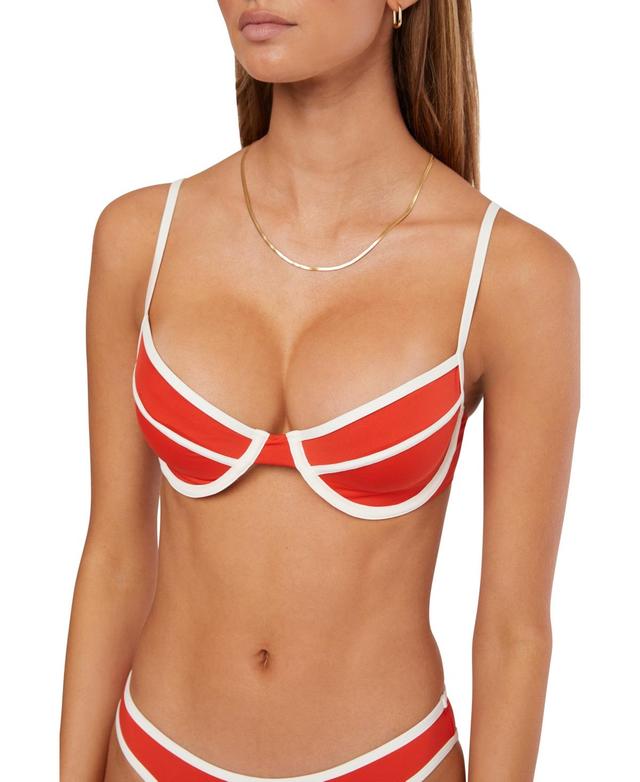 WeWoreWhat Womens Sweetheart-Neck Underwire Bikini Top - Fiery Red Product Image