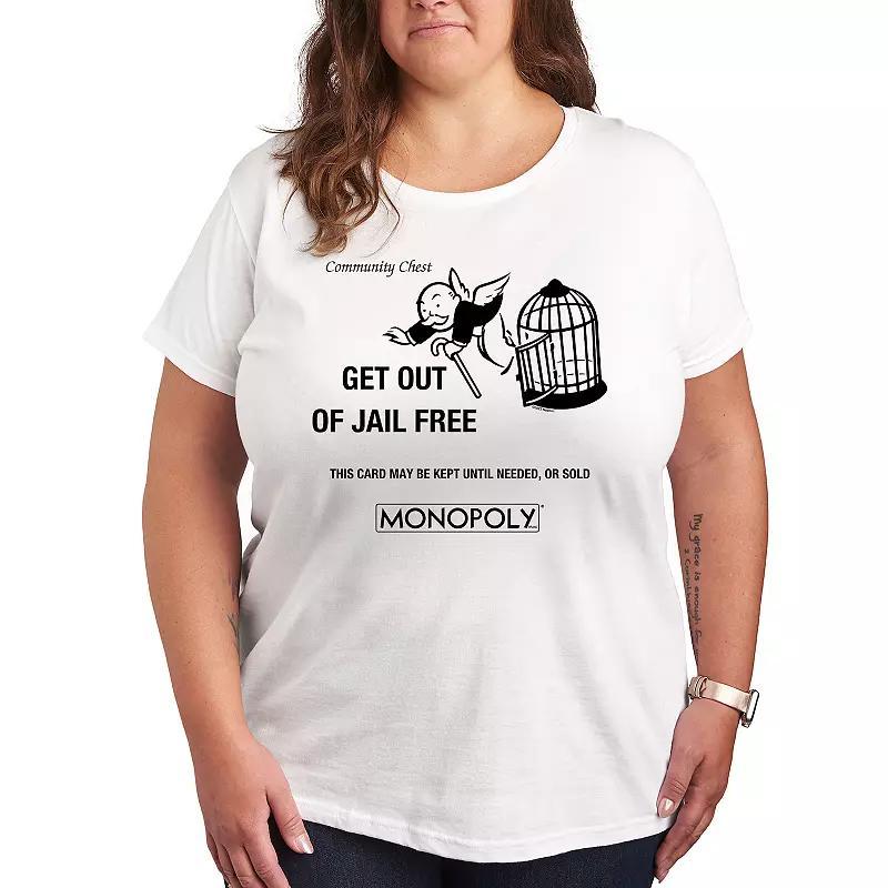 Plus Monopoly Get Out Of Jail Free Graphic Tee, Womens Grey Gray Product Image