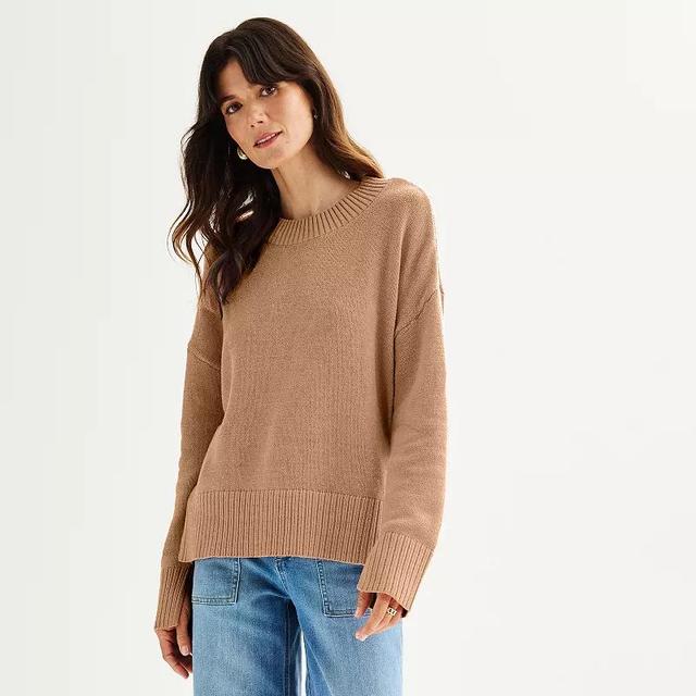 Womens Sonoma Goods For Life Side Slit Crewneck Sweater Product Image