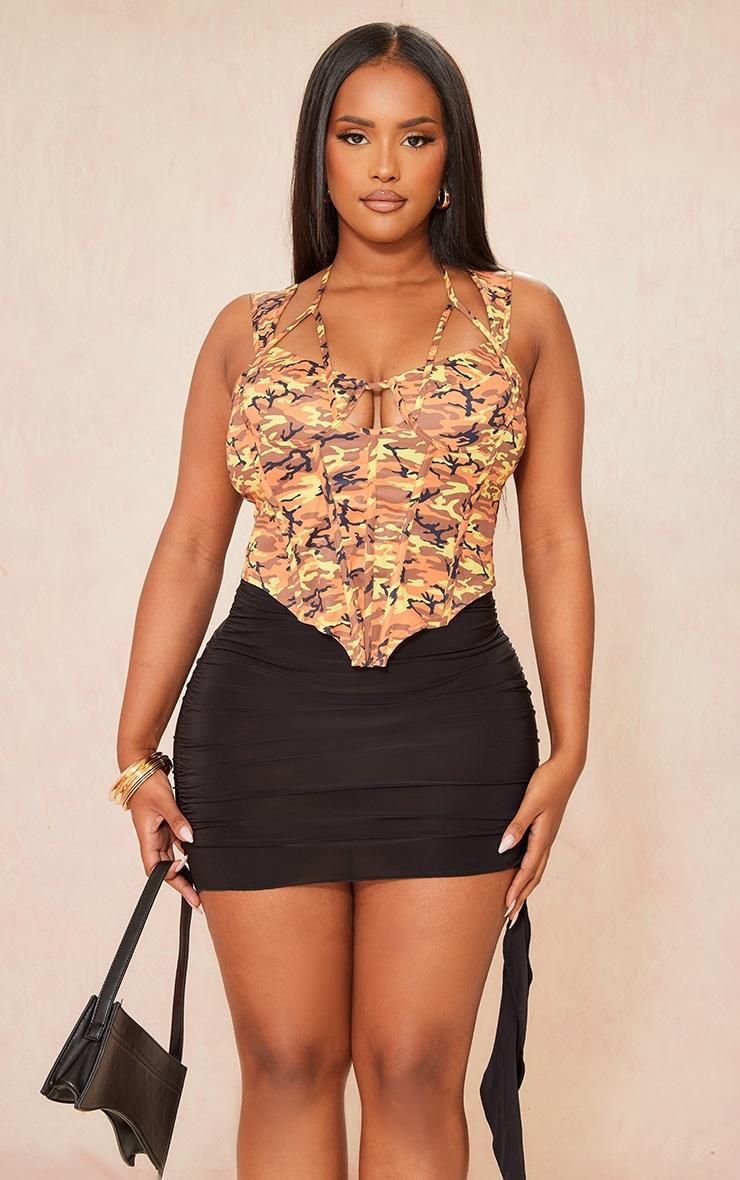 Shape Orange Printed Cup Detail Corset Product Image