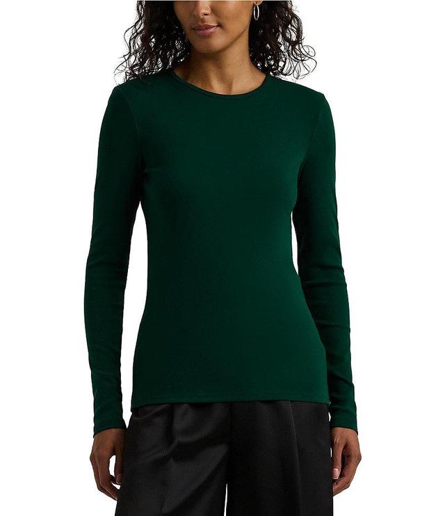 Lauren Ralph Lauren Soft Stretch Knit Crew Neck Long Sleeve Slim Fit Tee Product Image