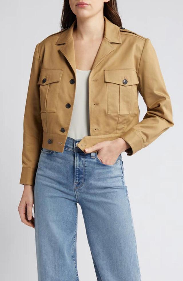 FRAME Cropped Utility Jacket In Khaki Tan Product Image