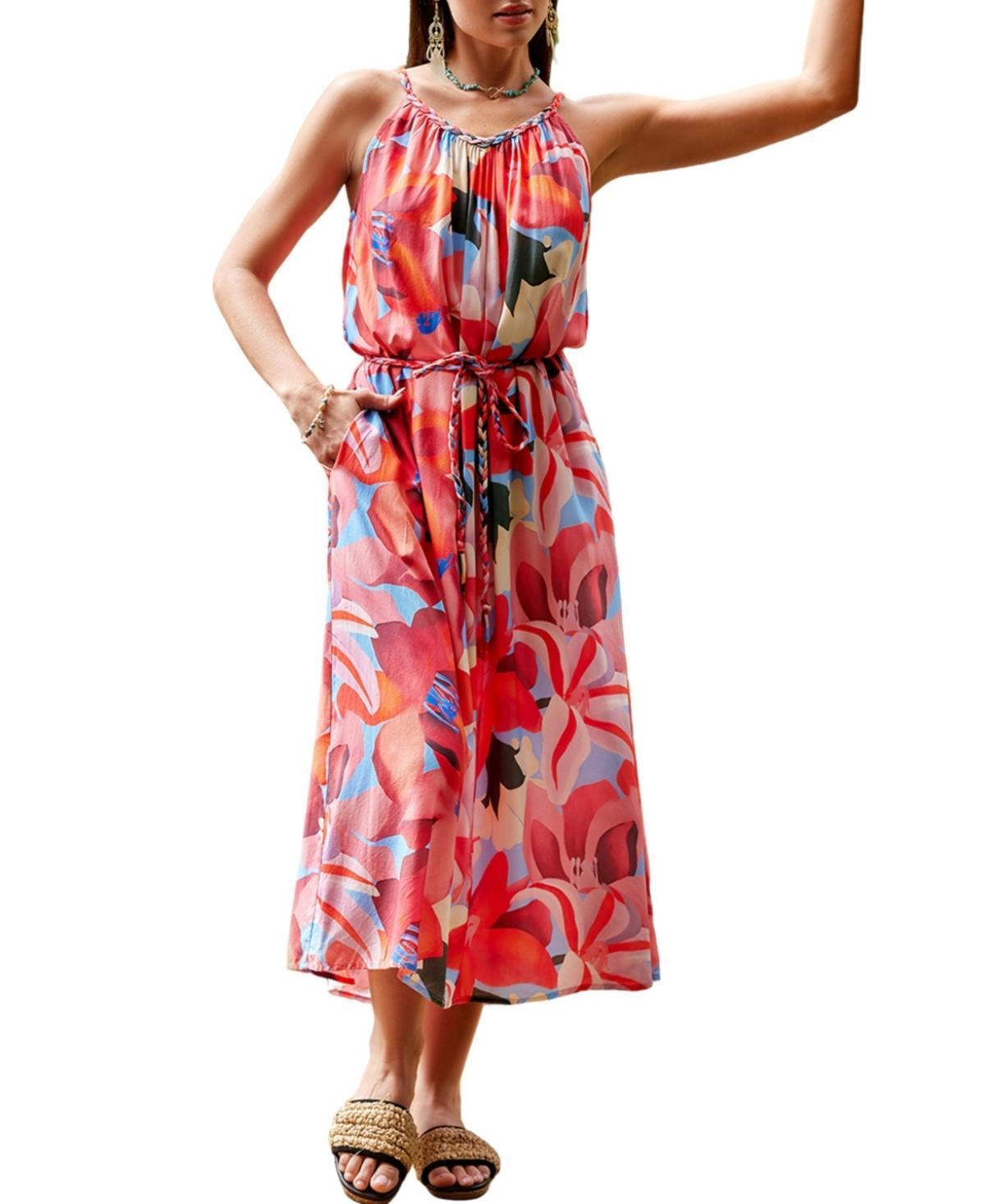 Cupshe Womens Floral Print Braided Midi Beach Dress Product Image