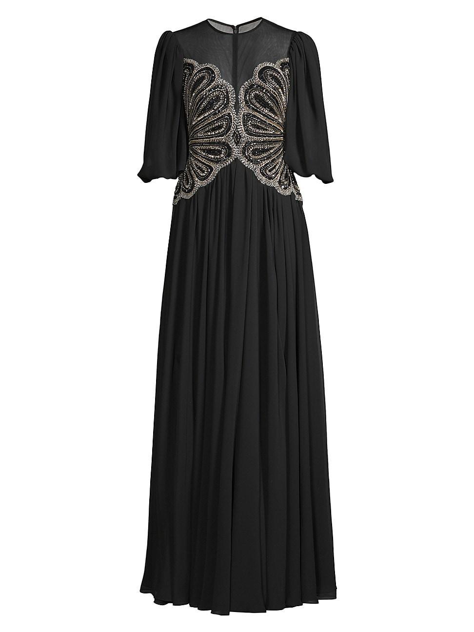 Womens Embellished Illusion Neckline Gown Product Image